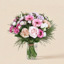 Bouquet de fleurs Mélodie et son vase offert
